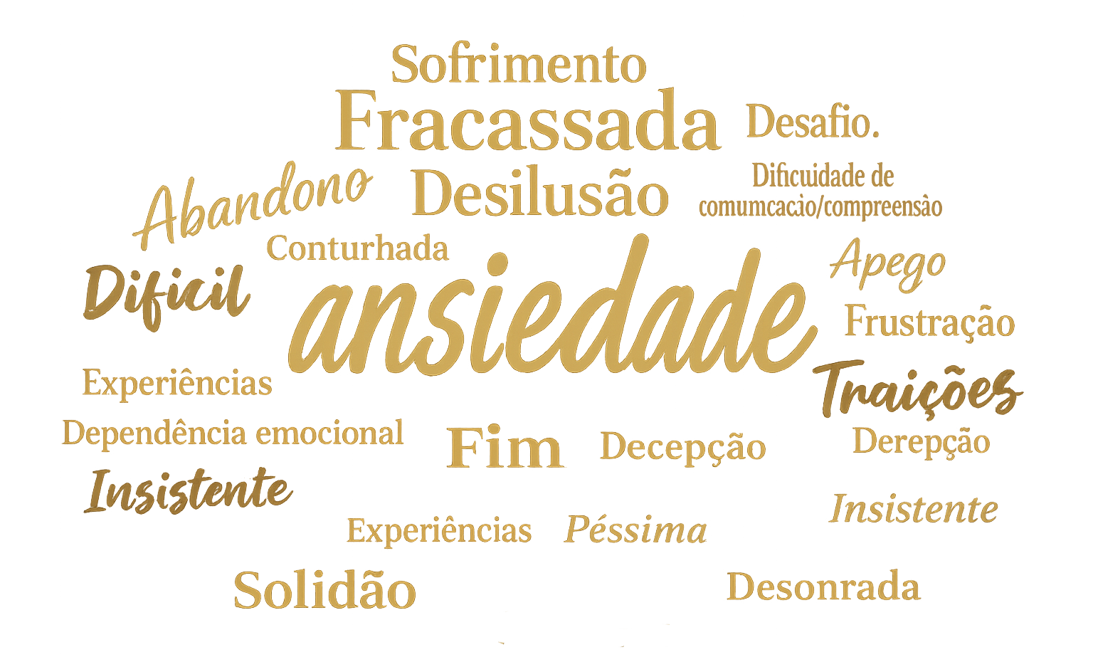 Nuvem de palavras sobre a vida amorosa hoje